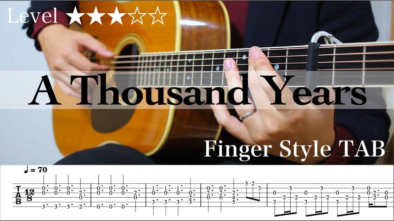 【A Thousand Years / Christina Perri / Finger Style Tab】ソロギター楽譜（TAB譜付き）- Yazawa masaki 矢澤 正樹