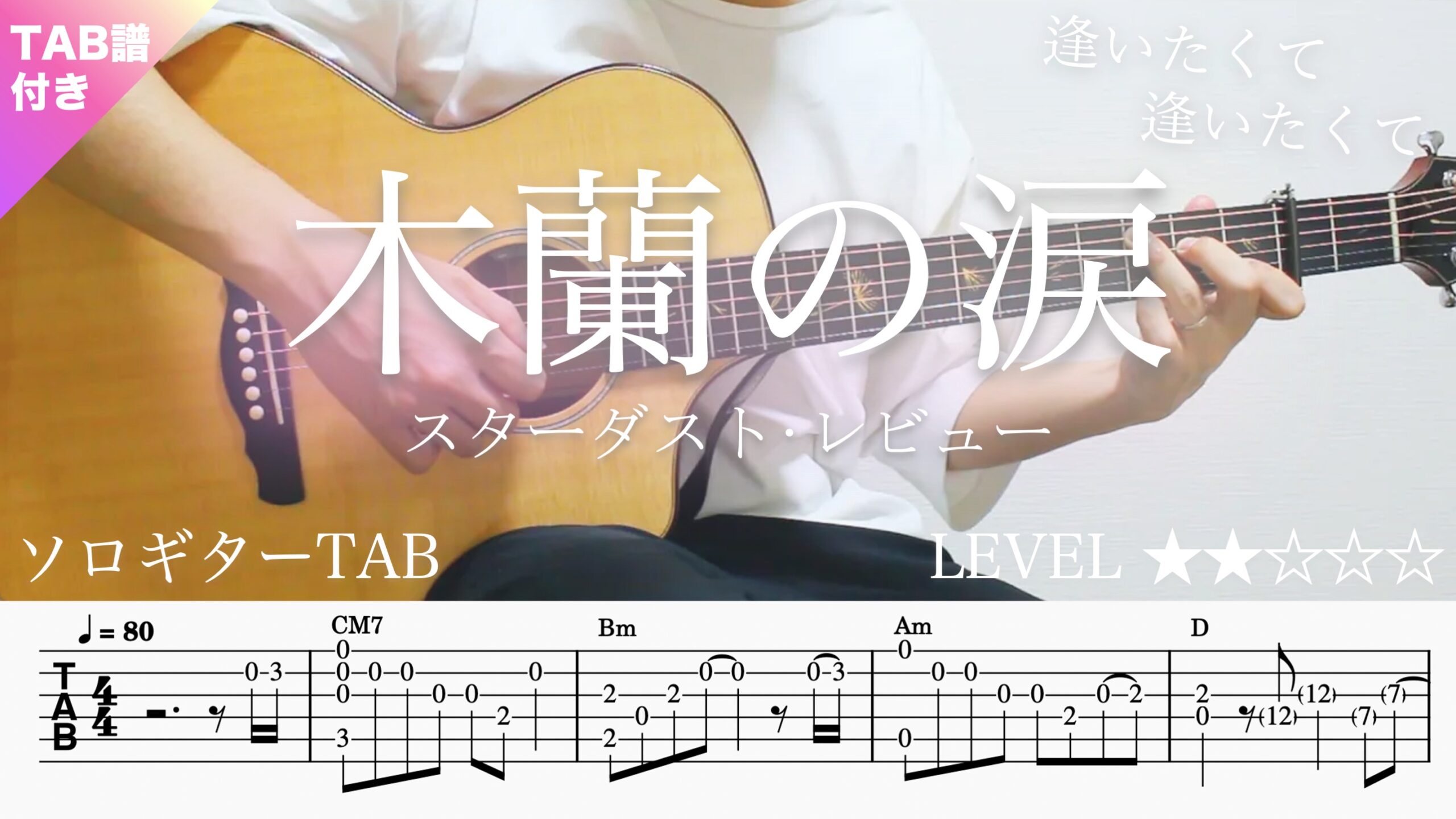 youtube サムネ 木蘭の涙 【木蘭の涙】ソロギター楽譜(TAB譜付き)- Yazawa masaki 矢澤 正樹